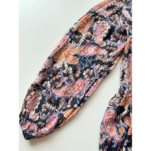 MINKPINK Celestia Floral Paisley Plisse Pleated Boho Peasant Midi Dress, Size S - Picture 9 of 15